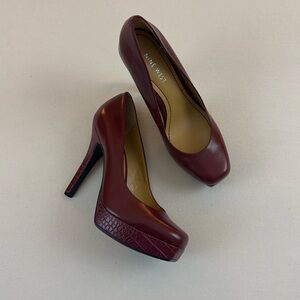 Nine West red platform pumps